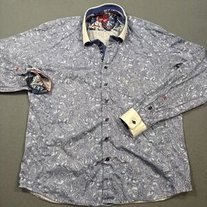 Au Noir Men's S Long Sleeve Paisley Flip Cuff Shirt